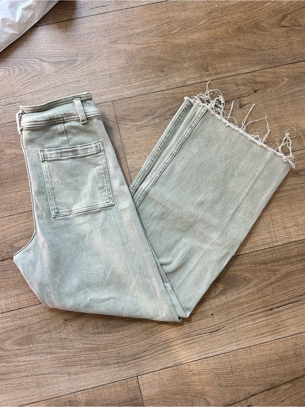 Miou Muse High-Rise Straight Leg Women's Jeans in Light Sage Green Small
